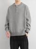 Boys' Light Grey Sweater - Autumn/Winter Trendy Brand Loose Button Knitwear