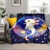 Fantasy Axolotl Moon Night Sky Blanket Flannel Blanket for bed, sofa, Camping, Hiking, Picnic Essentials, gift for family Fan gifts