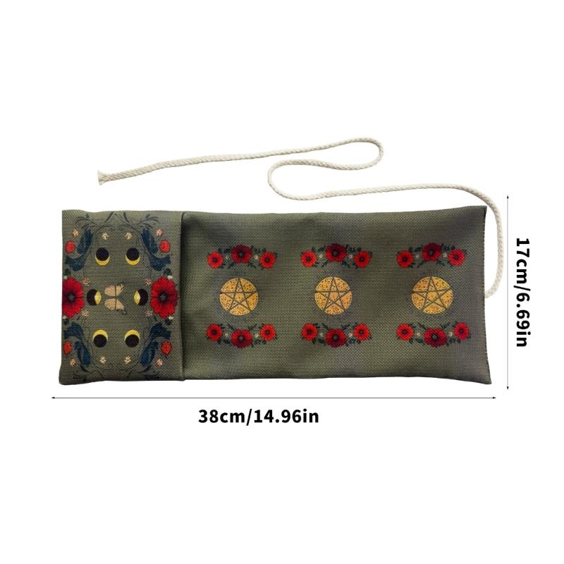 Linen Cloth Tarot Deck Holder Organizer Table Cloth Divination Bag Storage Pouch For Travel Carrying And Safekeeping