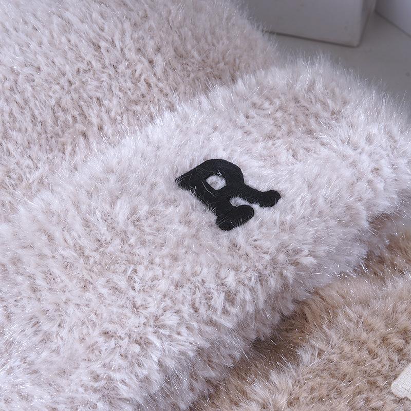 Women's Winter Warm Imitation Mink Knitted Hat Korean Version Versatile Big Head Circumference Showing Face Small Windproof Ear Protection Wool Hat