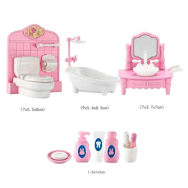 4/7/10/11Pcs Miniature Dollhouse Furniture Accessoies Kid Toys Kitchen Bedroom Living Room Bathroom Cooking Things For Doll Game