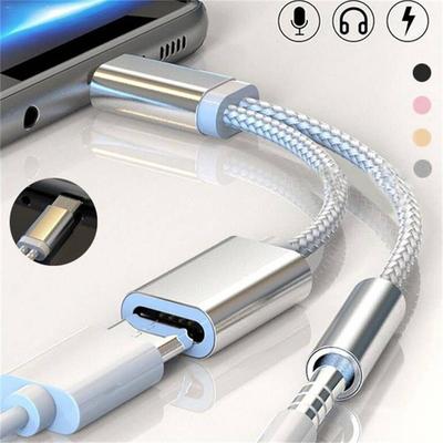 Typ-C Audioadapter Typ-C auf 3,5 Kopfhörer Musik hören Laden Zwei-in-Eins Geflochtenes Adapterkabel typec