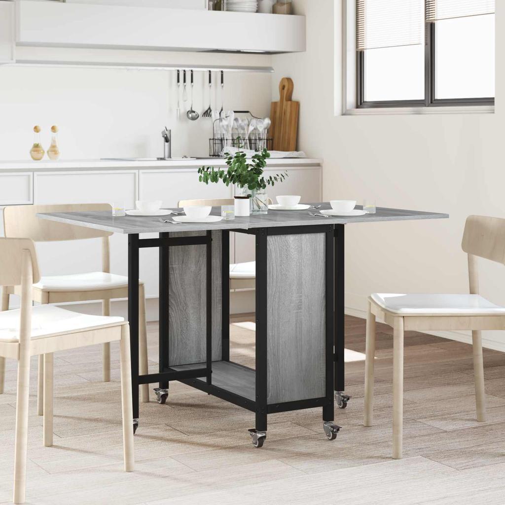 Folding Dining Table with Wheels 130 x 80 x 76.5 cm Steel PB