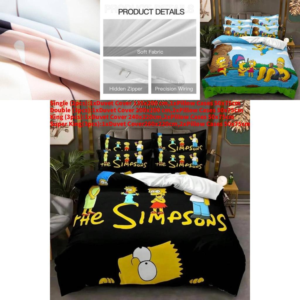 The Simpsons Cartoon Bedding Set With Reactive Dye Printing For Modern Home Decor