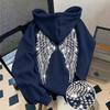 Trendy New Simple Design Wings Hot Diamond Sweater Casual Loose Hoodie Pullover Jacket