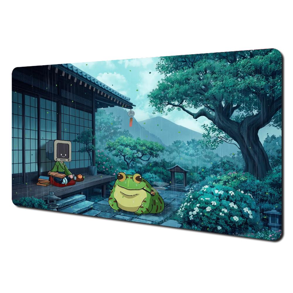 Vibrant Frog Anime Illustration Design Mouse Pad Desk Mat Gaming pad NonSlip Stitched Edge pc accessories Computer mousepads