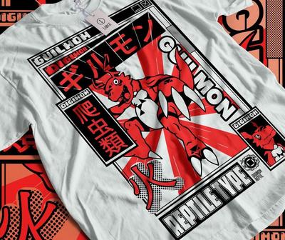 Digimon Anime Shirt Growlmon Guilmon T-Shirt Jyarimon T-Shirt WarGrowlmon T-Shirt ALLE