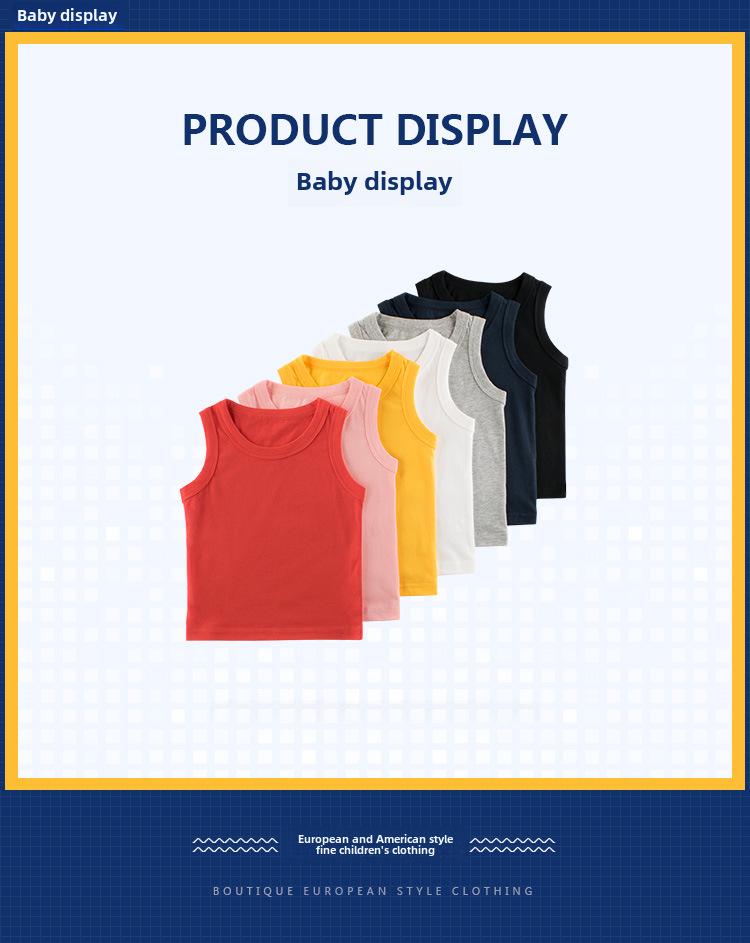 27kids Tanktop für Kinder im koreanischen Stil mit Unifarbe - Sommerkollektion 2025