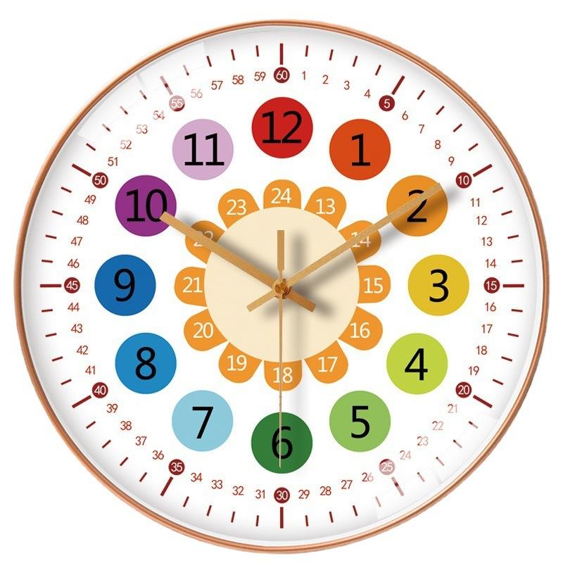 8-Inch 20Cm Clock Wall Clock Living Room Home Early Education Clock Modern Children'S Room Wall Hanging Mute Clock