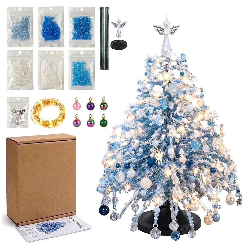 Handgefertigtes DIY Perlen-Weihnachtsbaum-Bastelset Mini Kristallperlen-Weihnachtsbaum Schreibtischdekoration Weihnachten DIY Bastelbedarf