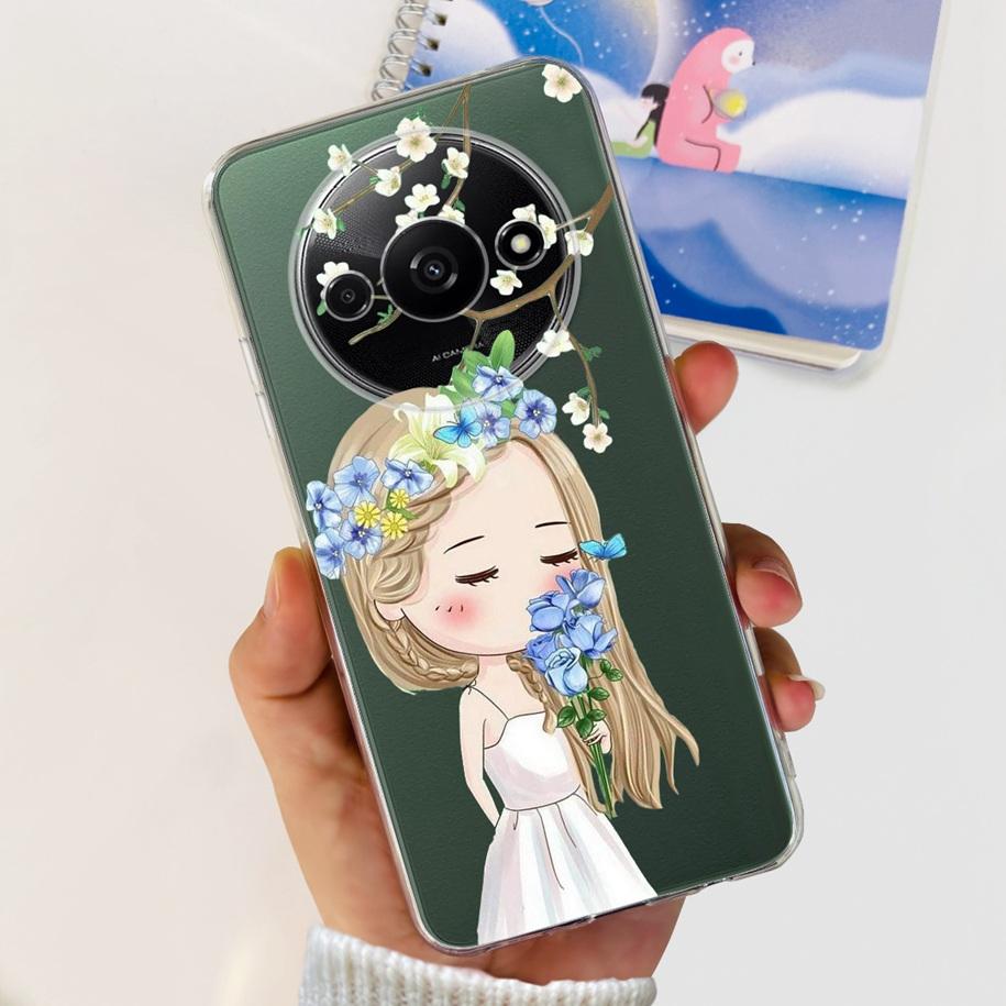 For Xiaomi Redmi A3 Case 2024 Popular Flower Soft Silicone Clear TPU Phone Cover For Xiomi Redmi A3 A 3 Bumper on RedmiA3 Fundas