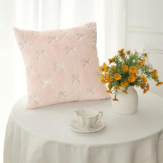 Throw Pillowcase Bowknot Pattern Hidden Zipper Wrinkle Resistant Pillow Cover Bedroom Living Room Sofa