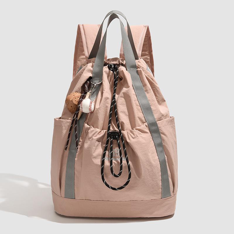 Schoolbag New Japanese Outdoor Hiking Korean Edition Fashion Drawstring Backpack Folded Nylon Leisure Backpack