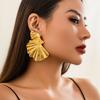 Exaggerated Large Wrinkled Leaves Stud Earrings for Women Trendy Big Metal Earrings Accessories On Ear 2026 Fashion Jewelry Gift