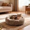 Donut Pet Bed Fluffy Round Cat Bed with Anti-Slip Bottom Cozy Shaggy Plush Dog Calming Bed for Small Dogs Cats Sofa Couch Floor