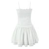 French pure desire fungus lace pleated white suspender dress women's lace splicing temperament waist A-word short skirt