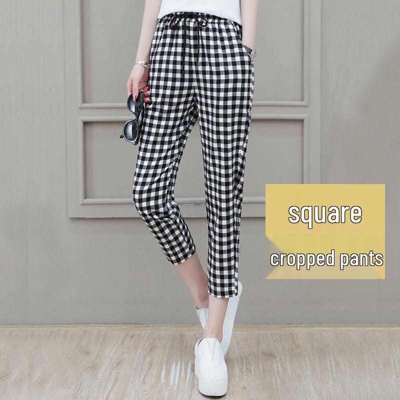 

Women s Slimming Three-Quarter Length Casual Harem Pants - Korean Style, Petite Fit L [for 101-115 lbs]