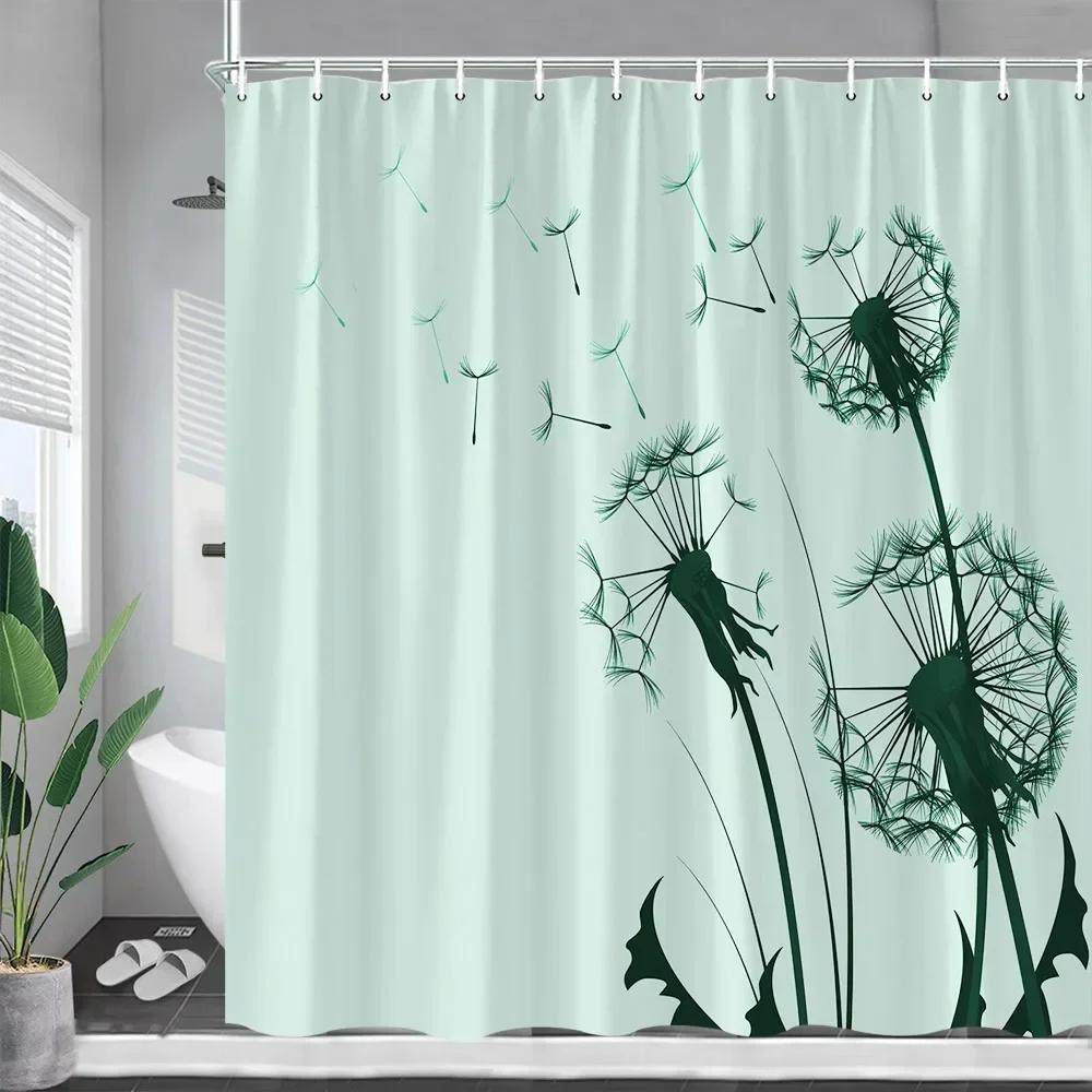 

Black White Dandelion Shower Curtains Creative Spring Flowers Plants Modern Minimalist Bath Curtain Fabric Home Bathroom Decor W60H190(CM)-1 Pcs