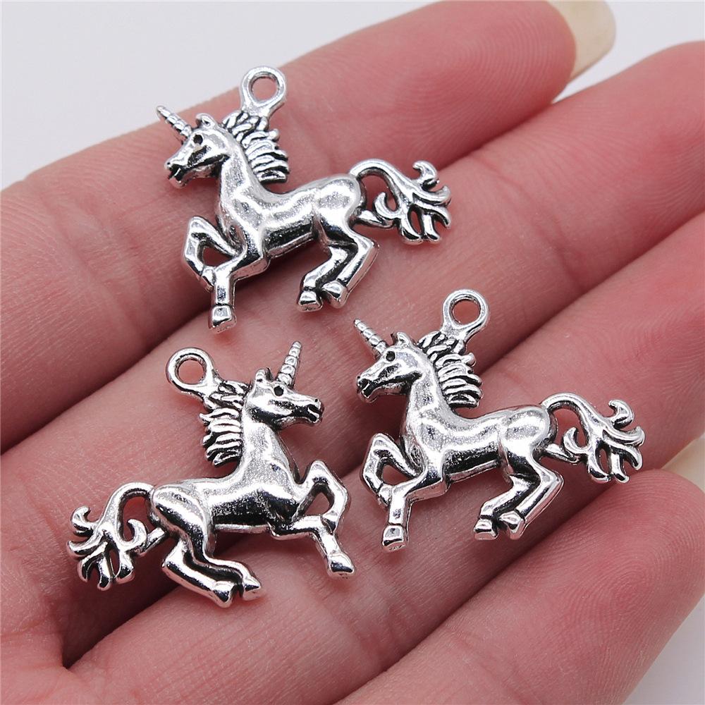 10 Stück Anhänger Pferd Einhorn Tibetische Bronze Silberfarbe Anhänger Antiker Schmuckherstellung DIY Handgemachtes Handwerk