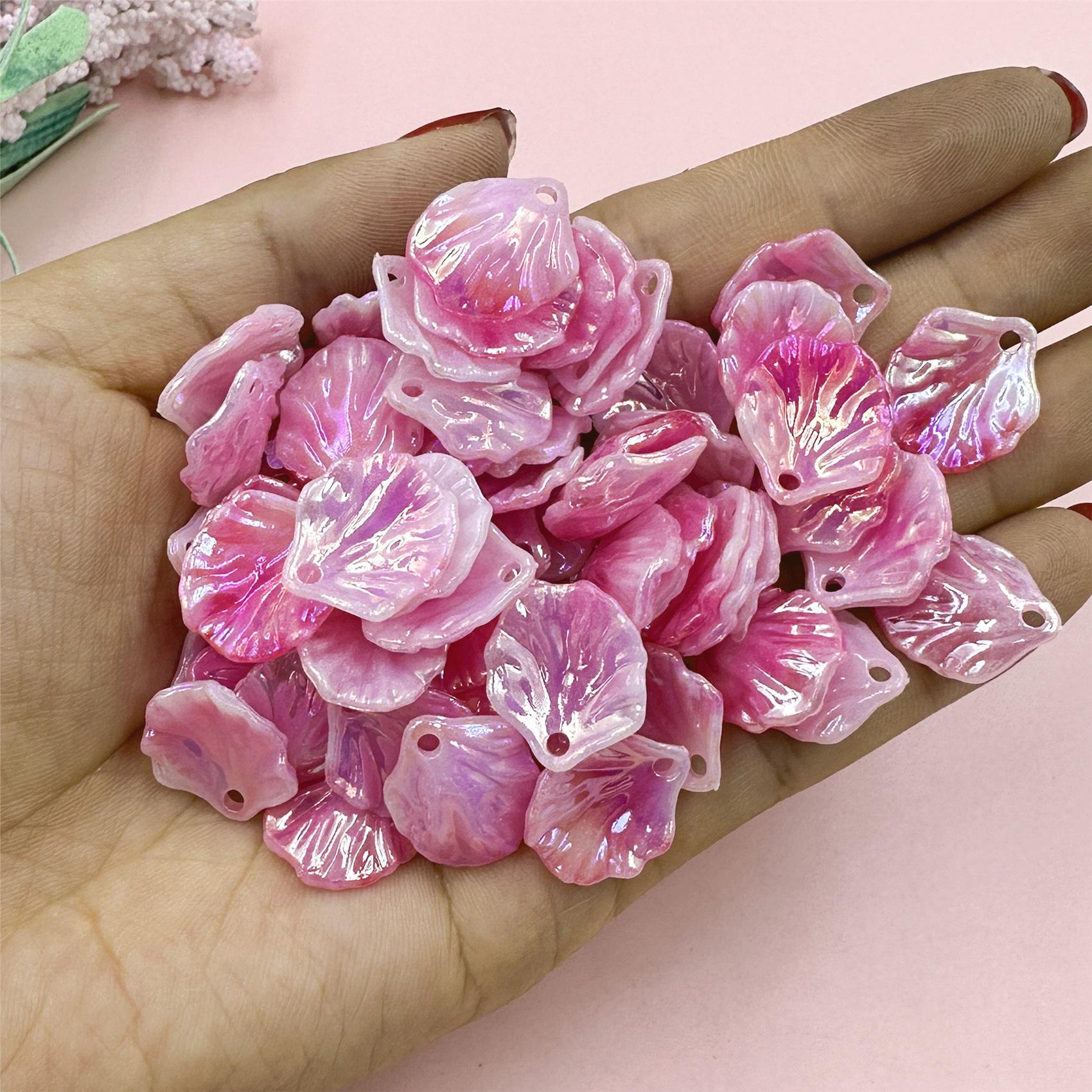

150 шт. 16*18 мм красочные AB акриловые бусины-лепестки в виде капустных листьев с отверстиями для изготовления ювелирных изделий, модный материал ручной работы розовый