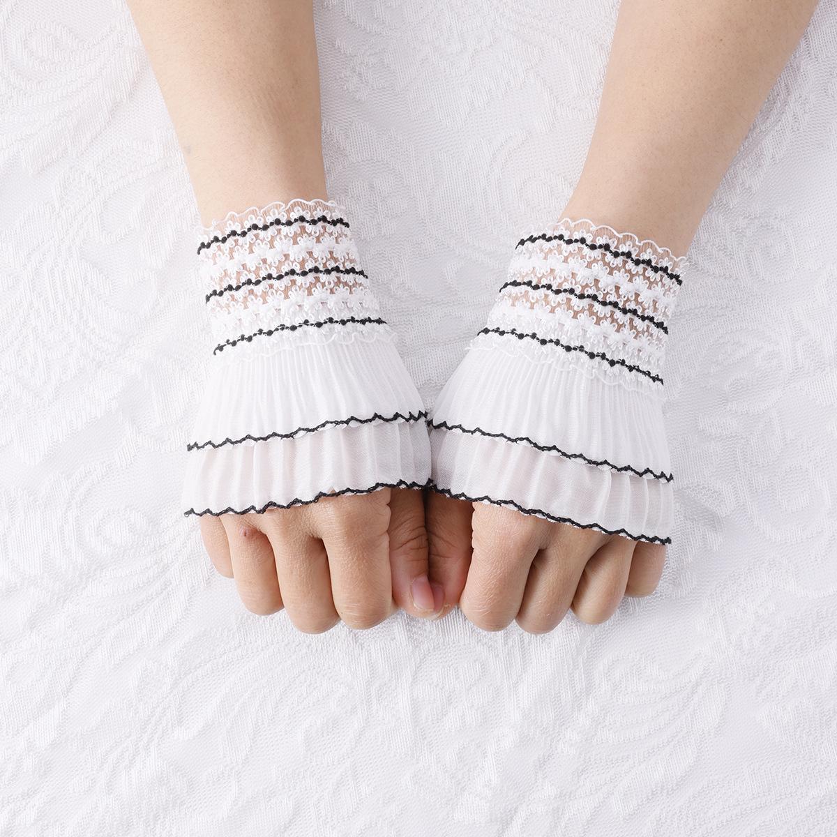 

Женские кружевные манжеты-колокольчики, вставки-рукава для студенческих свитеров белый