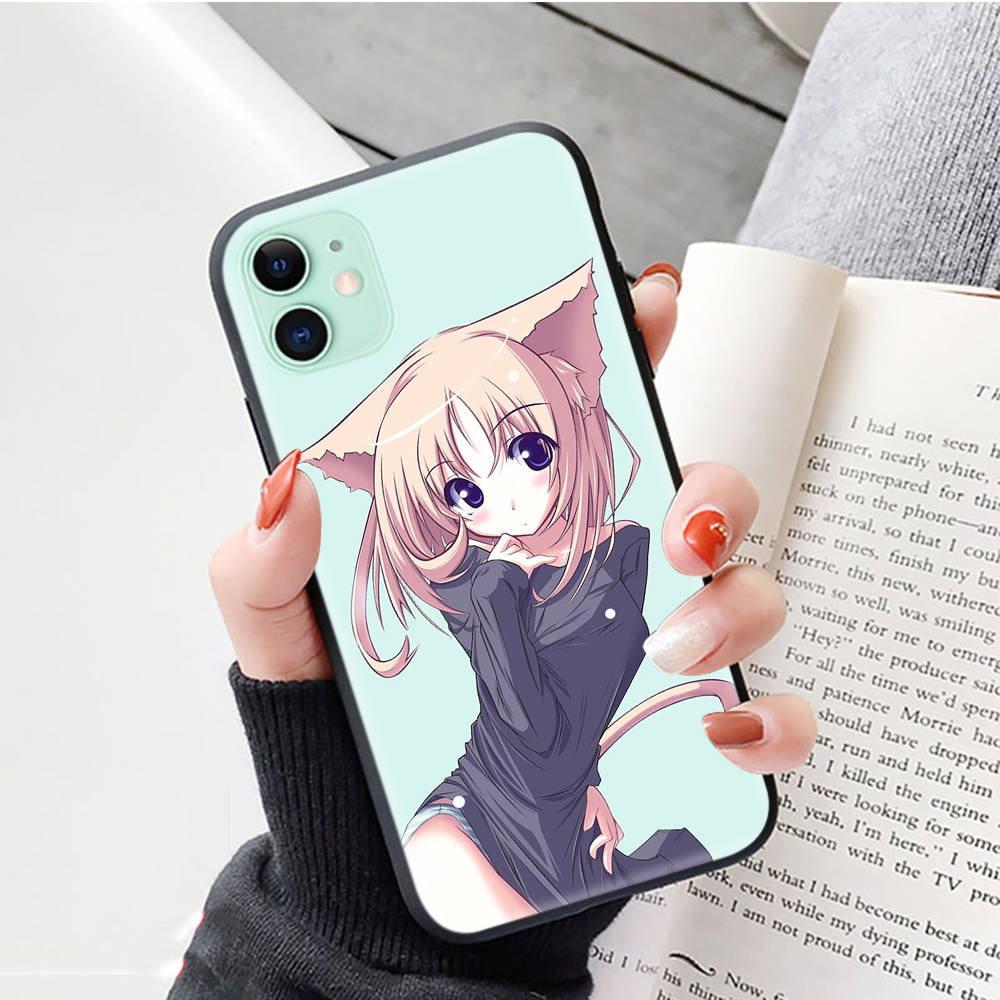 Black Case for Xiaomi Poco X6 X4 M5 M6 F5 F6 C65 C55 C50 C51 C40 Pro Redmi 14C A3X 13C 12C 11T 10A 9C Note 7 6 8A Plus W-59 Cat Girl