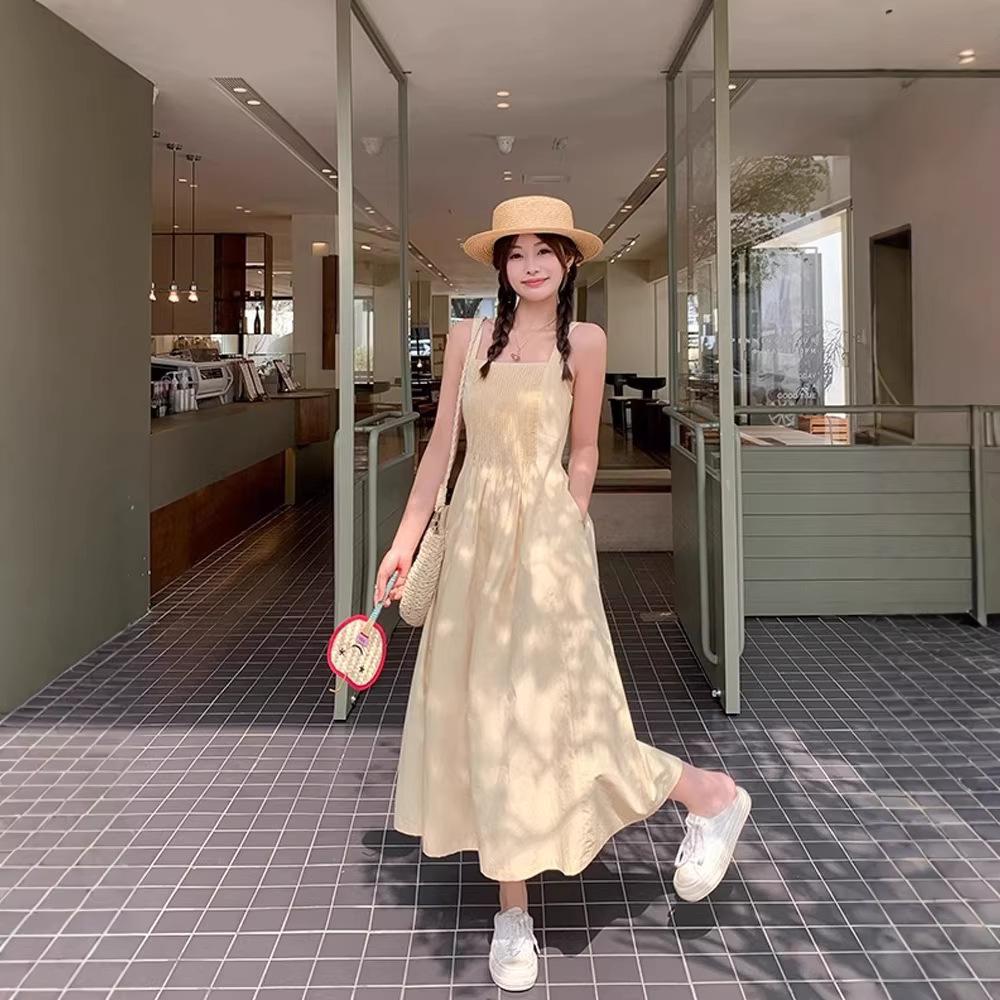 Large Size French Suspender Dress Women's Summer Fat MM Cover Belly and Thin Skirt Pear-shaped Figure Drape A-shaped Skirt