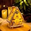 Christmas Village Houses Christmas Collectible Buildings with LED Light Christmas Decors Gingerbreads House Figurine