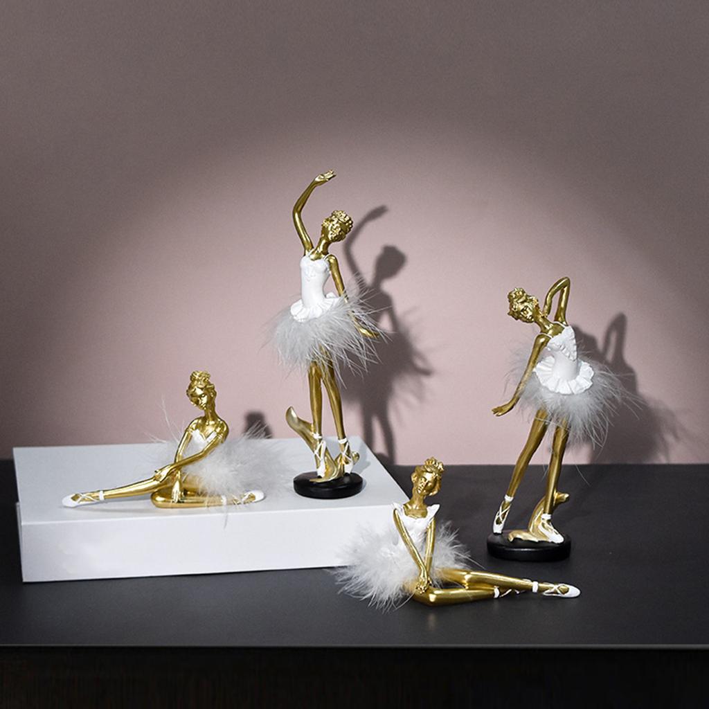 Ballerina Statue European Style Collectible Ballet Dancer Sculpture Artwork for Bedroom Home Office Bookcase Entrance Decor