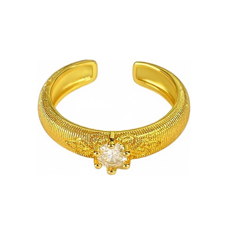 Italian Retro Arc Brushed Zir*****Pen Ring Medieval Vintage Bamboo Joint Personality Light Luxury Pair Ring Women