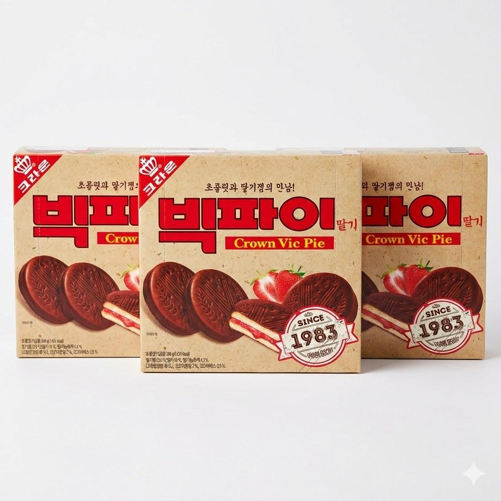 

[Обмежена серія] Корейський ретро Великий пиріг - Шоколадне печиво з начинкою з полуничного джему 3packs