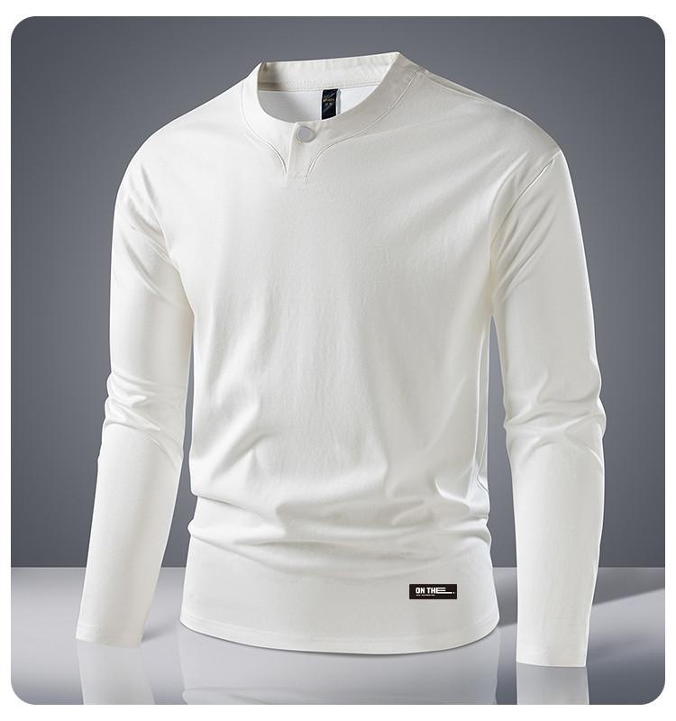 [Heavy Milan Cotton] Four In One Button Chinese Style Men's T-shirt Long Sleeve Spring and Autumn
