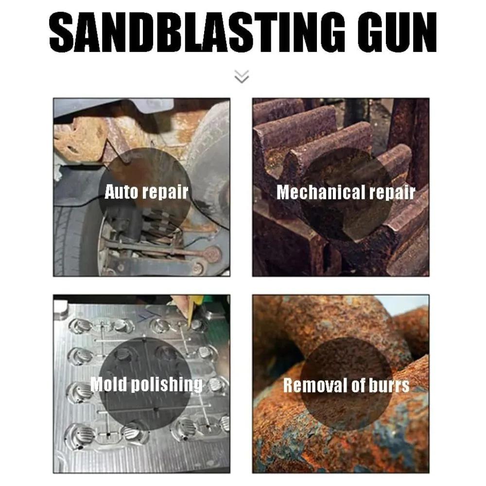 Sandblasting gun portable gravity-fed, 90psi, metal nozzle