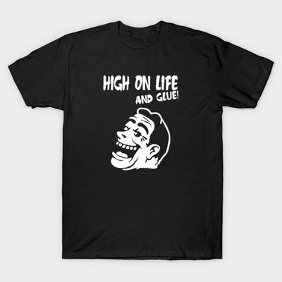 Men Black Print T-shirt Super Large TShirt High-on-life-and-glue No-Cut Transfer Paper Print Cotton Tshirt