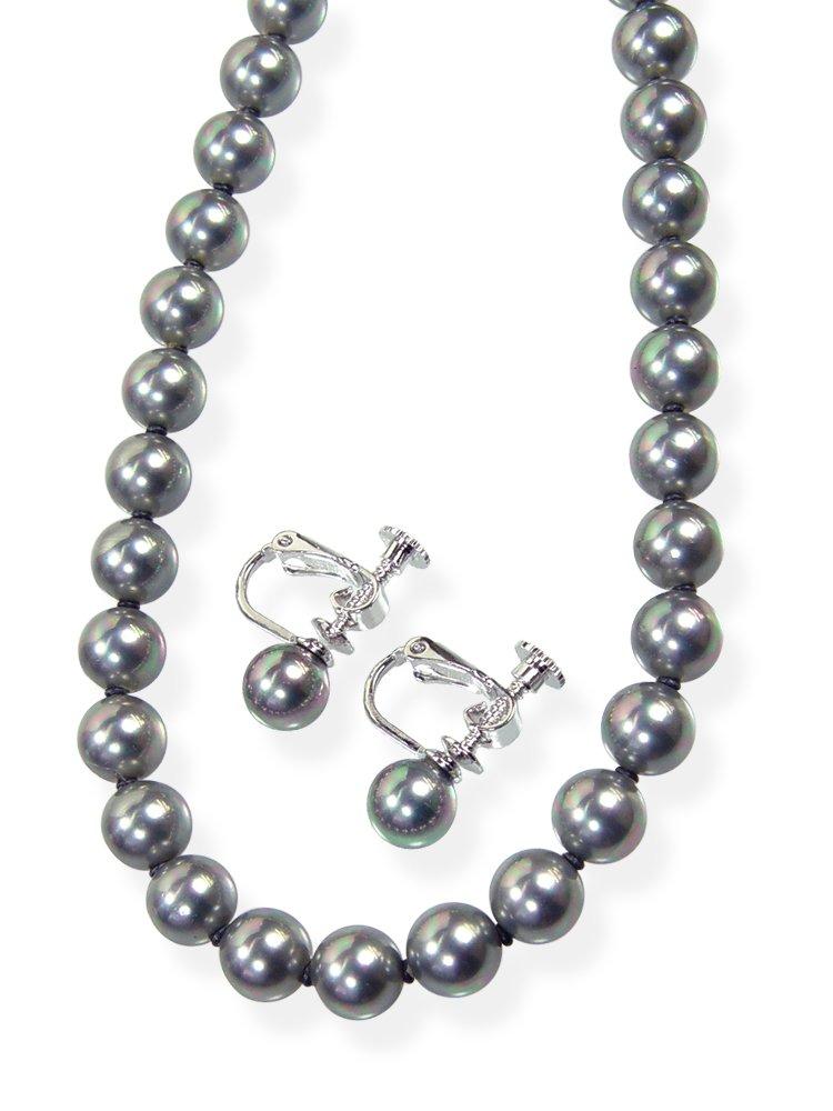 

Комплект сережек и ожерелья Flower Pearl Grey BK (Набор серьги)