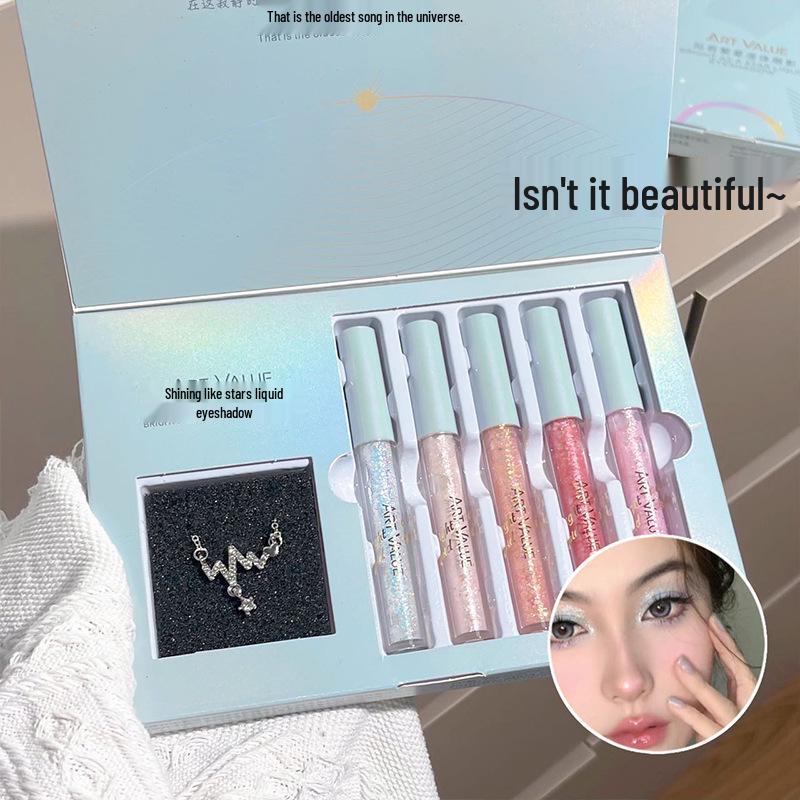 

Набор жидких теней для век «Ослепительные звезды»: Изысканное мерцающее ожерелье с блестками - Идеальный подарок на Циси 2.2g*5