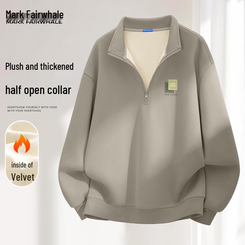 Mark Fairwhale Herren Locker Geschnittenes Fleecefutter-Sweatshirt mit Halbreißverschluss
