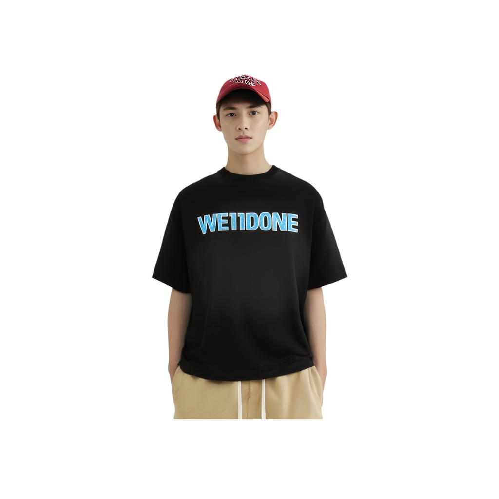 We11done FW23 Solid Color Round Neck Short Sleeve T-Shirt Unisex Tops Black WD-TT3-23-840-U-BK