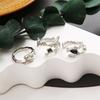Kpop Silver Color Rings Set Y2K Crystal Heart Rings for Women Hollow Trendy Fashion Jewerly Emo Rings Accessories