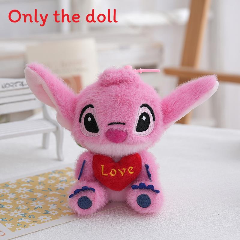 Cute Stitch Hugging Heart With Letter Embroidered Cartoon Plush Doll Pendant For Bag Decor And Collectors