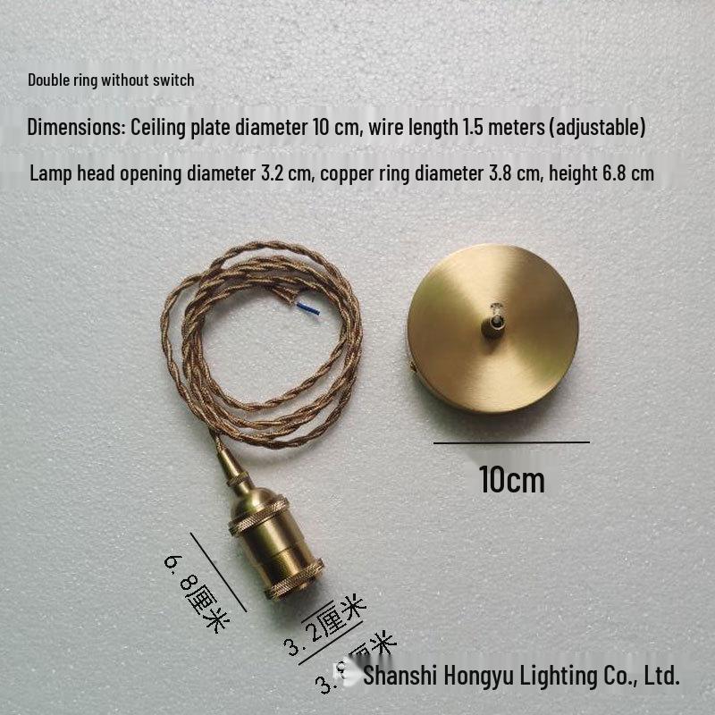 Retro American E27 Copper Lamp Holder with Switch - Brass Pendant Cord for DIY Table Lamps and Chandeliers