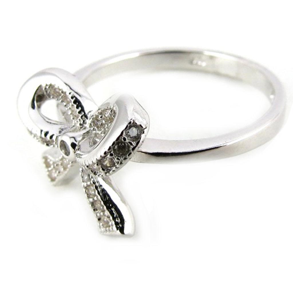 White 'Romantic Knot' Silver Ring