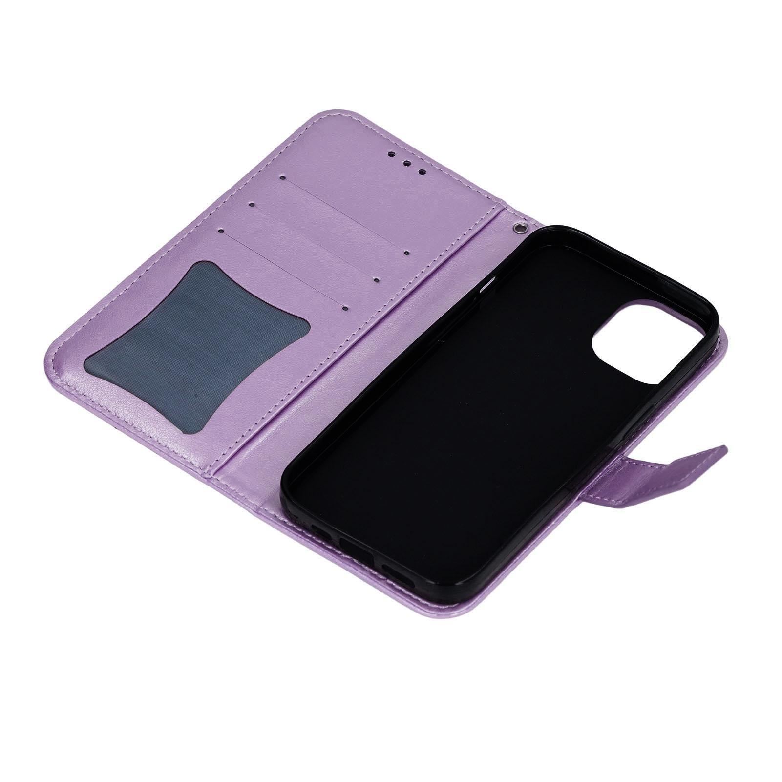 

Phone Wallet Case With Card Slot Stand PU Lther Flower EmNaBossed ive Cover for 13