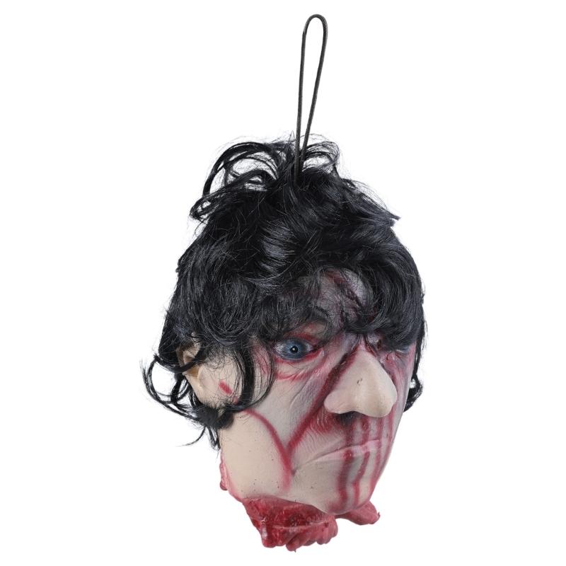 Cabeza de Muerto Colgante con Cadena Accesorios de Cabeza de Halloween Parte del Cuerpo de Muerto Sangrienta Aterradora Accesorios de Cabeza Cortada Colgantes