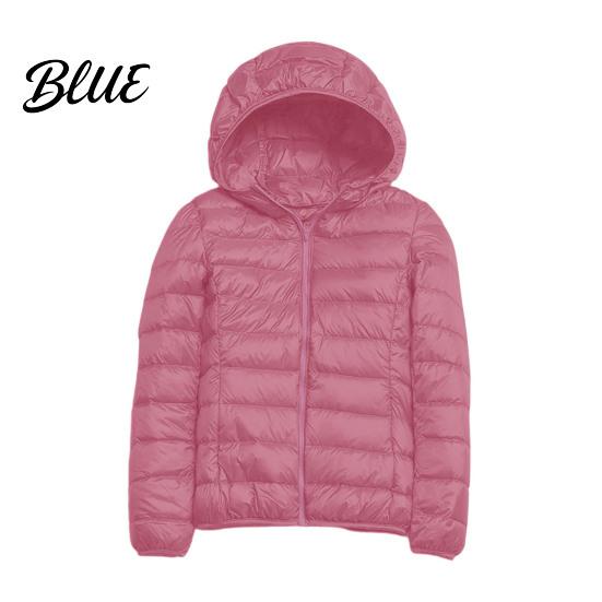 Polyester Lining Coat Pockets Zip-up with Hood Down Jacket Women Winter And Zipper Padded Warm