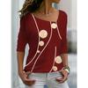 Plus Size Asymmetric Collar Long Sleeve Shirt Irregular Pattern Top Spring Summer New Women's Fashion Casual Top