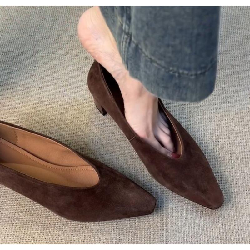 Fashion Vintage Pointed Toe Women Granny Shoes Fashion Shallow Slip On Shoes Dancing Party Prom Ladies Pumps Shoes