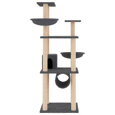 Cat Tree with Sisal Scratching Posts Dark Grey 141 Cm