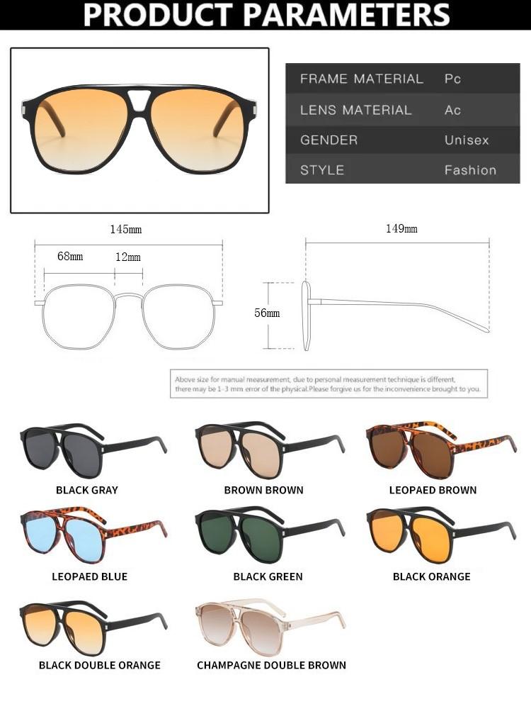 Vintage Double Beams Oversized Sunglasses Women Retro Brand Big Frame Rivet Sun Glasses Female Square Glasses