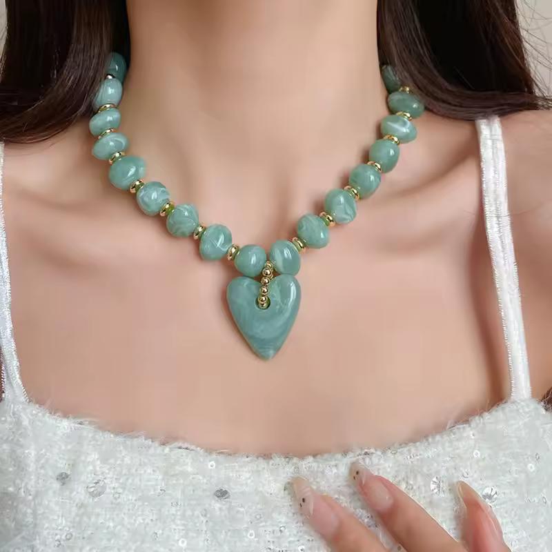 Bohemia Oval Acrylic Bracelet Love Pendant Necklace Woman Banquet Accessories